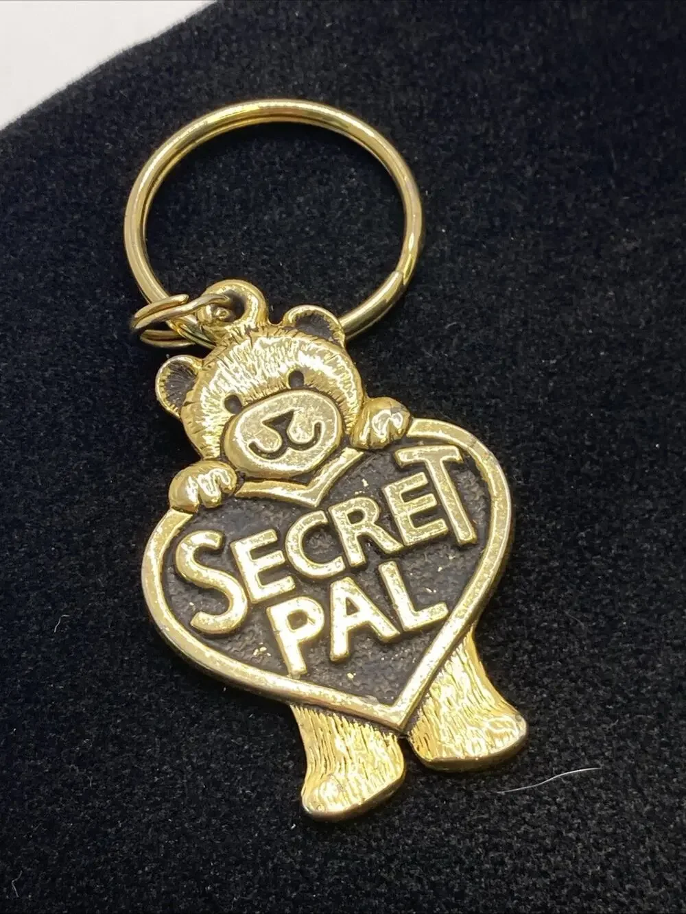 Vintage Gold Tone Bear Secret Pal Keychain